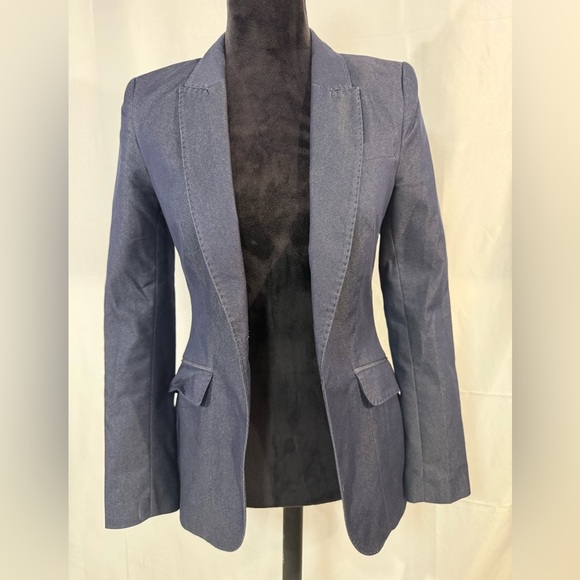 H&M Jackets & Blazers - H&M Navy Blue‎ Open Front Tailored Blazer Jacket Women’s 4 Polka Dot Workwear
